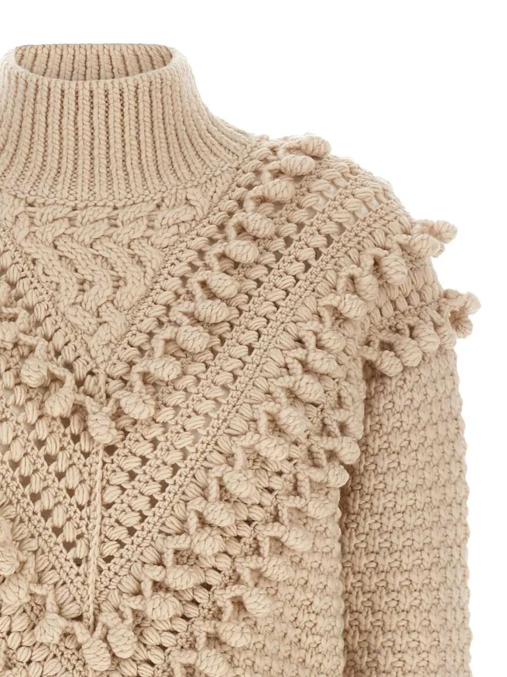 Zimmermann Hypnotic Bauble Pompom-detail Sweater In Brown