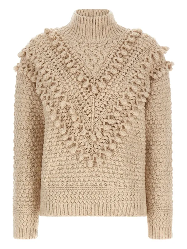 ZIMMERMANN Hypnotic Bauble pompom-detail Sweater | Neutrals | FARFETCH