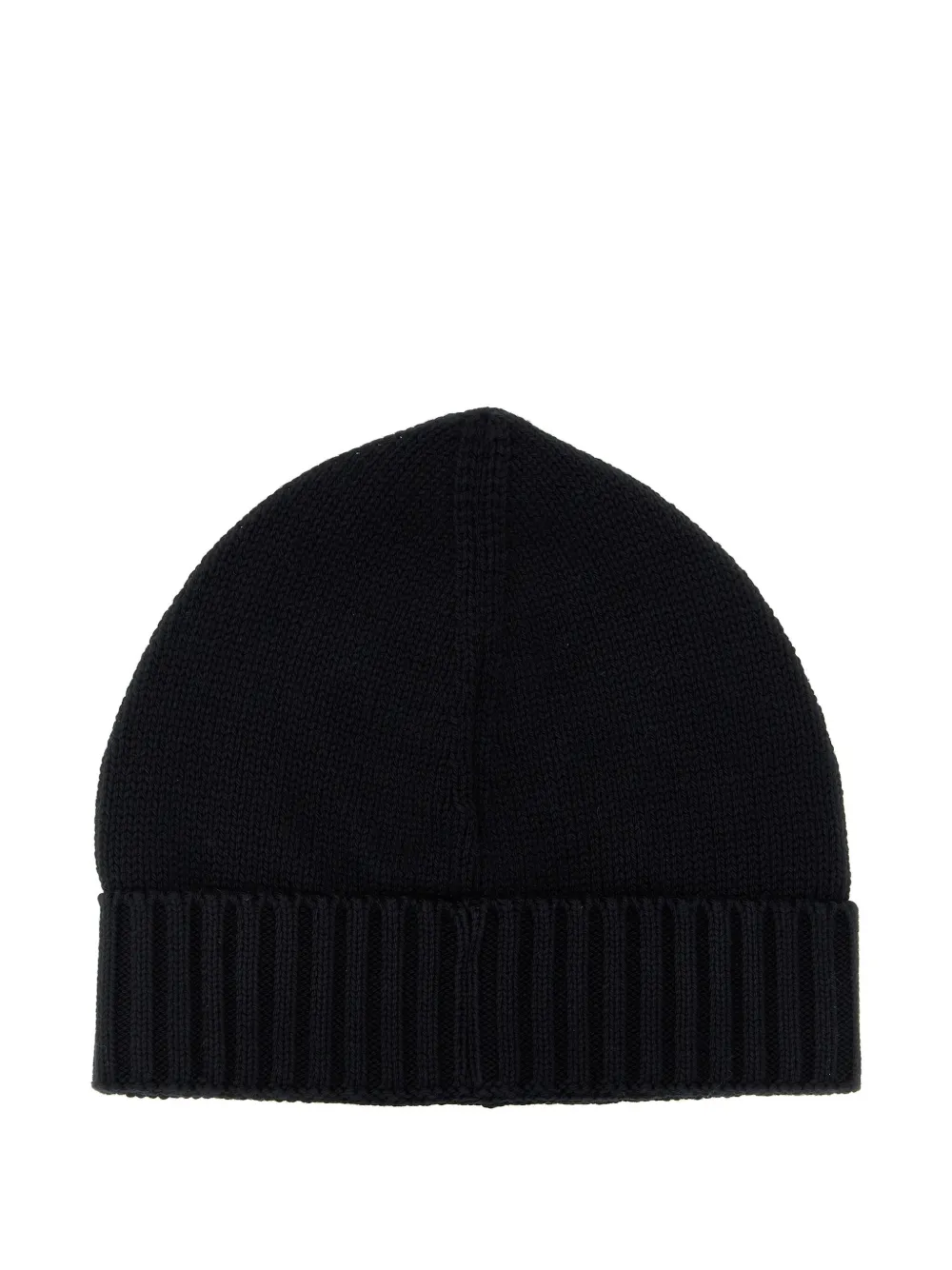 Stone Island Junior ribbed logo-patch beanie hat - Zwart