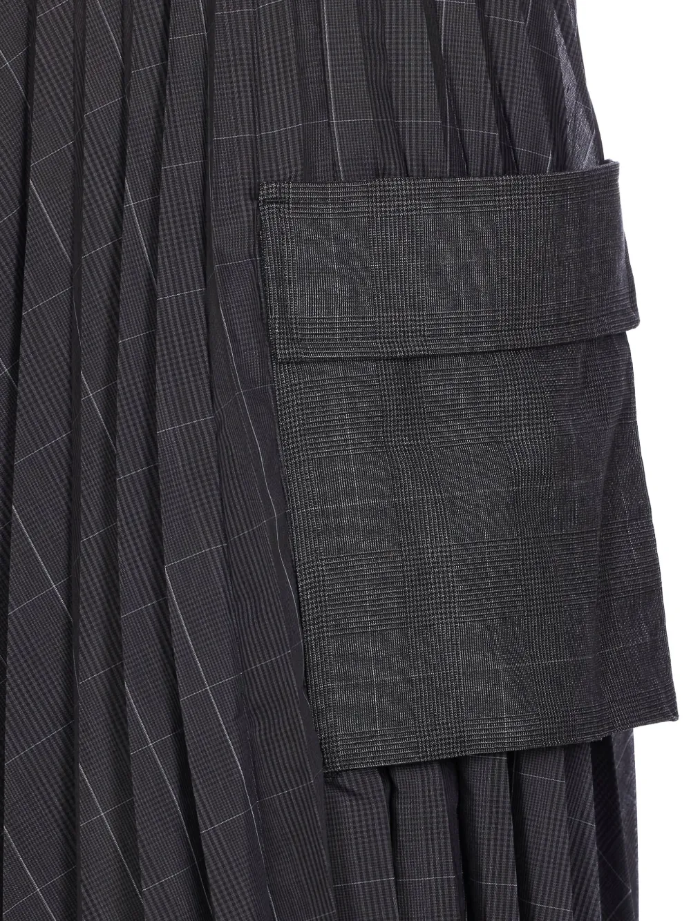 Sacai Check-pattern Pleated Skirt In Black