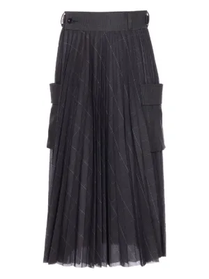sacai プリーツスカート　 ブラック　2 sacai（サカイ） 24SS ドッキングナイロンミリタリープリーツスカート