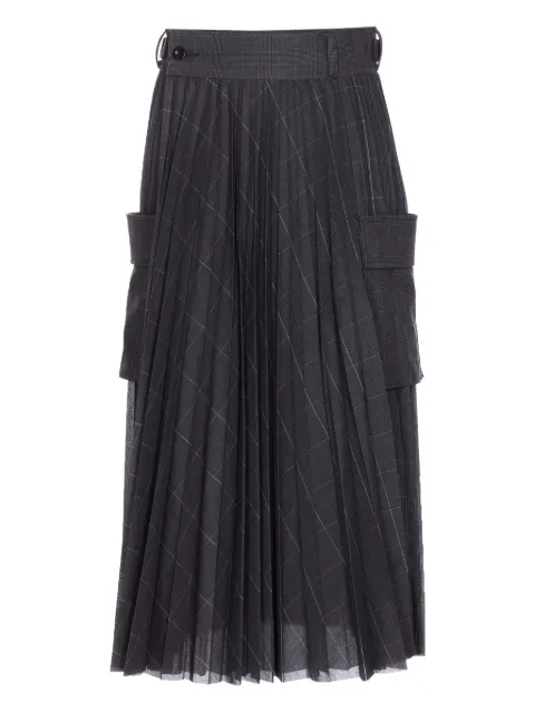 sacai check-pattern pleated skirt