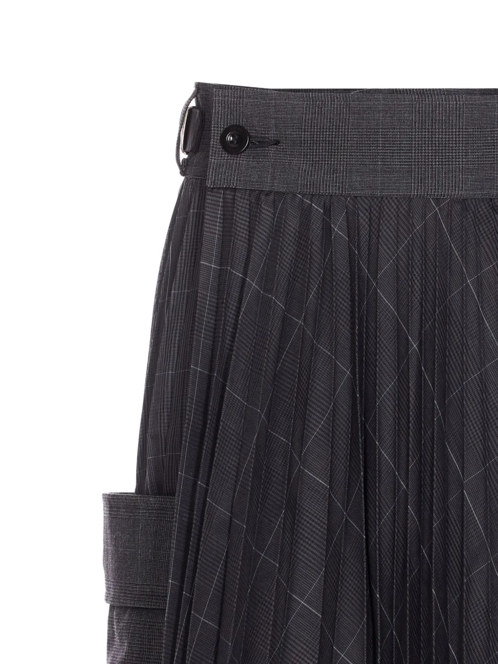 Sacai Check-pattern Pleated Skirt In Black
