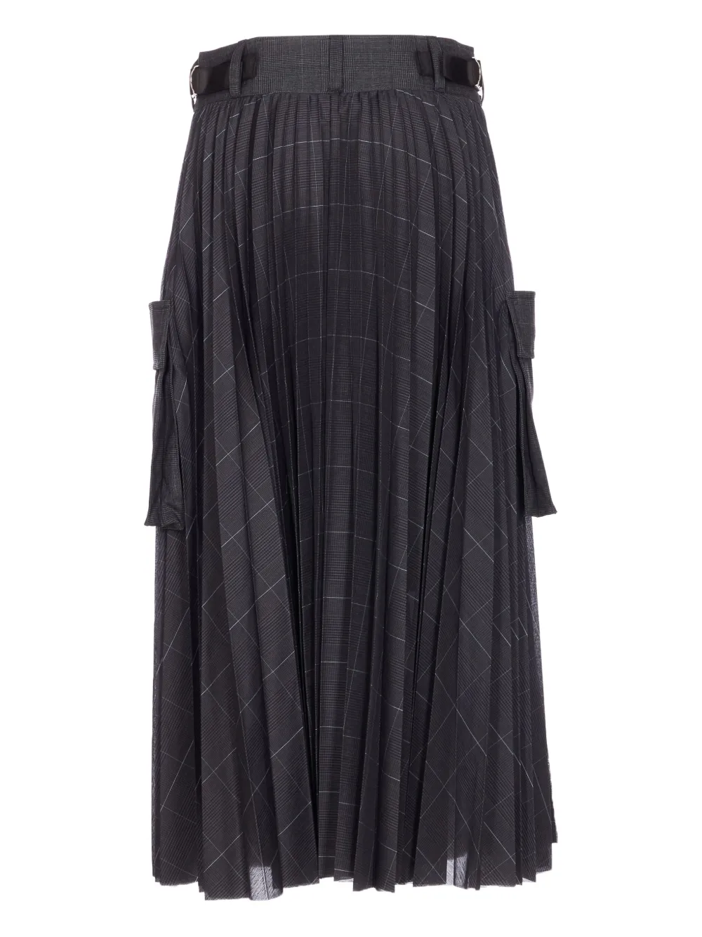 Sacai Check-pattern Pleated Skirt In Black
