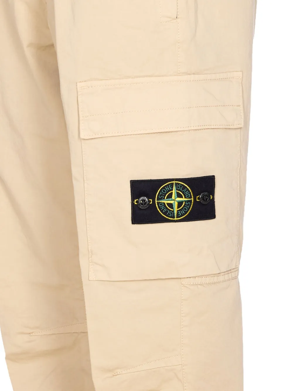 Stone Island Broek met Compass-logopatch Light and natural