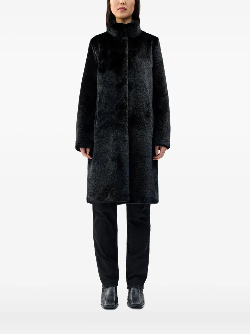 Unreal Fur 레이븐 퍼넬 넥 코트 | 인조 퍼 코트 | Image 2