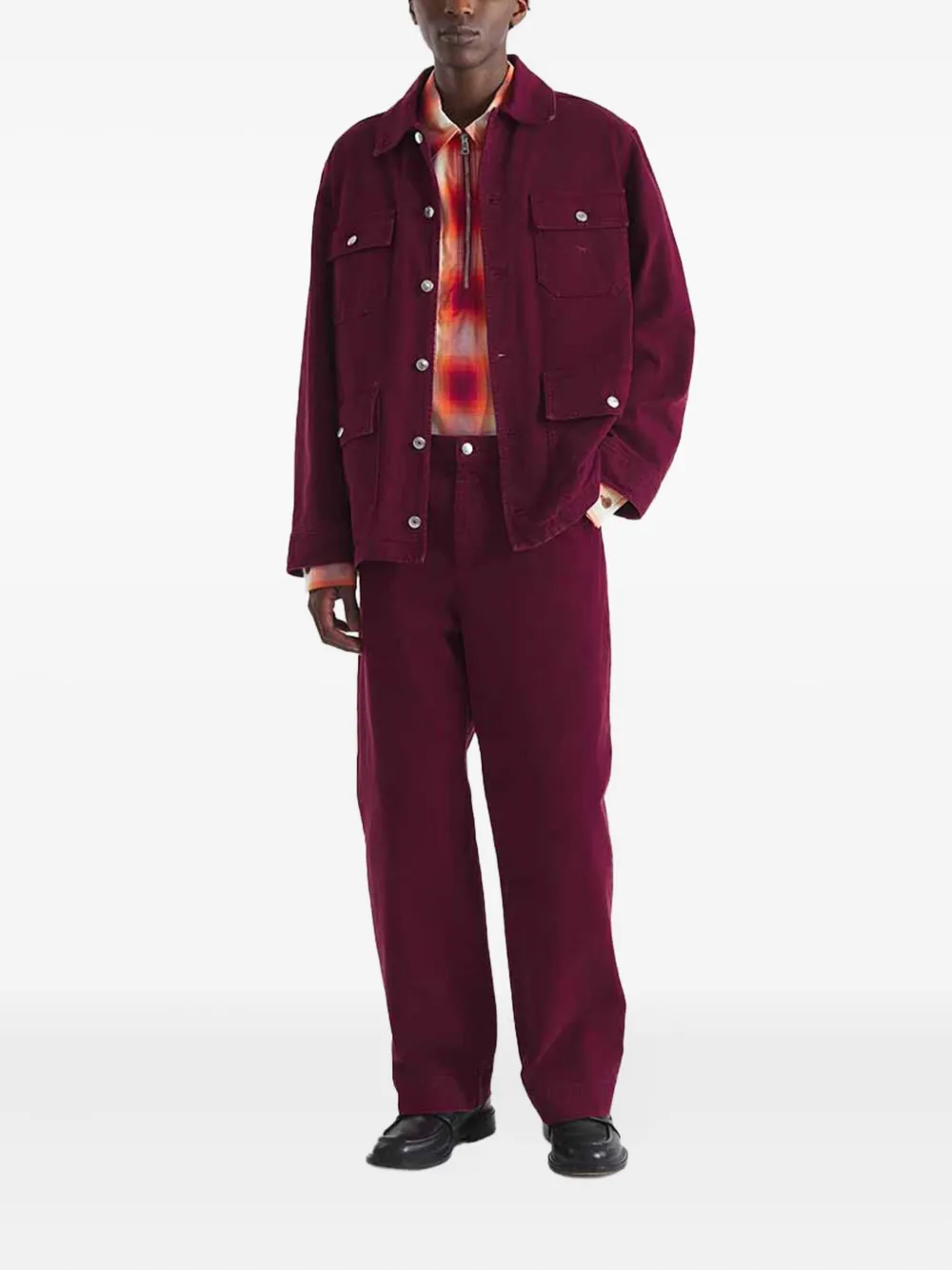 Maison Kitsuné Pockets Cotton Shirt Jacket In Red