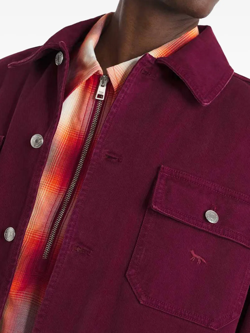 Maison Kitsuné Pockets Cotton Shirt Jacket In Red