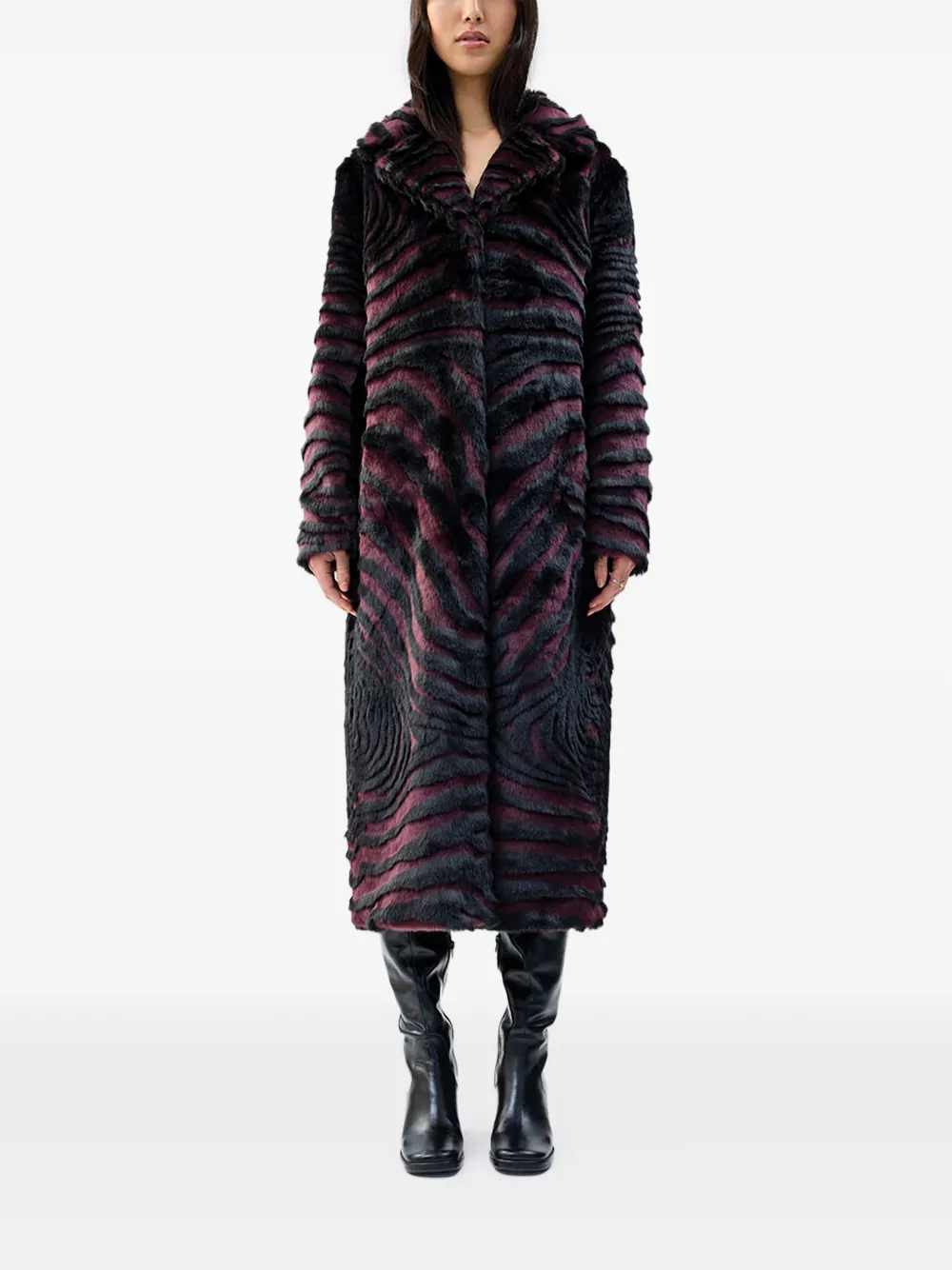  Unreal Fur Gonzo Striped Coat - Black 