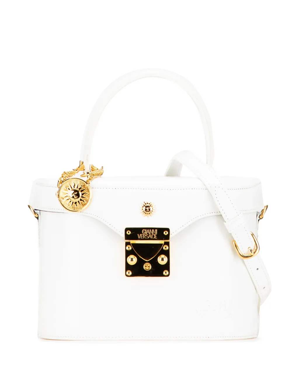 Versace Pre-Owned 1990-2024 Leather Sunburst satchel - ホワイト Versace Pre-Owned 1990-2024 Leather Sunburst satchel - ホワイト