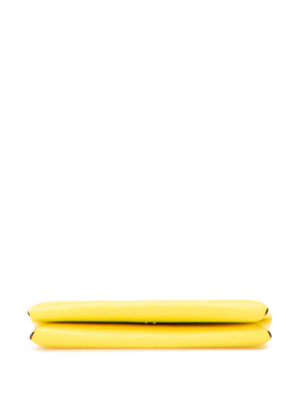 Pre-owned Hermes 2022 Chevre Mysore Calvi Card Holder Coin Pouch In Yellow