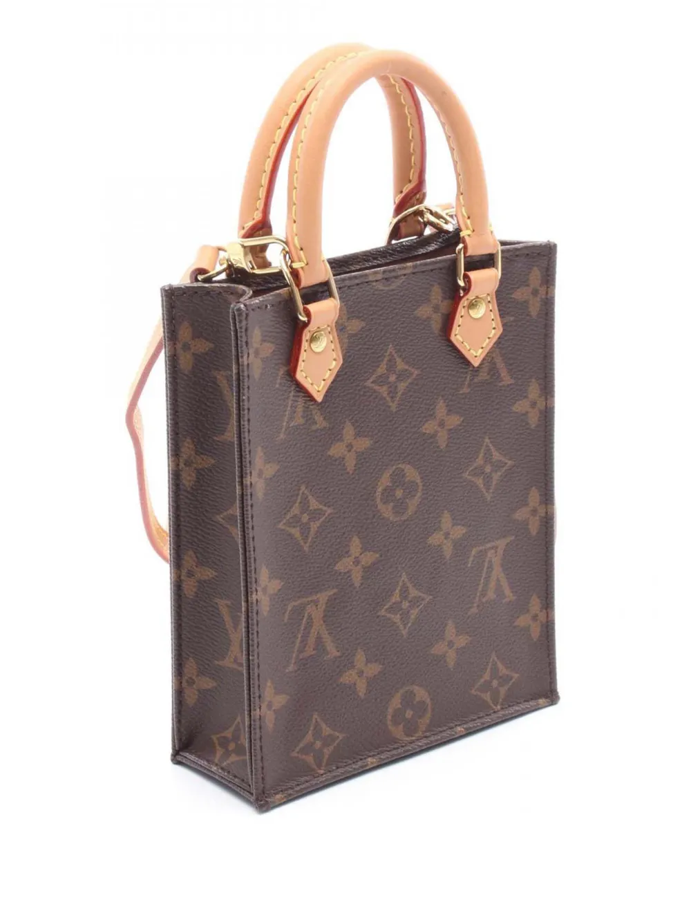 Pre-owned Louis Vuitton 2020 Monogram Petit Sac Plat Satchel In Brown