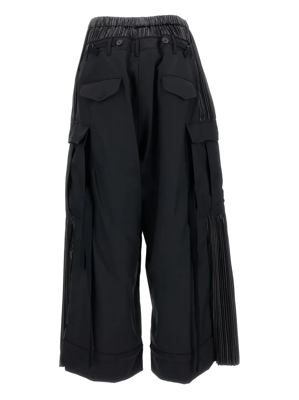 Junya Watanabe Pleated-panel Cargo-pocket Trousers In Black