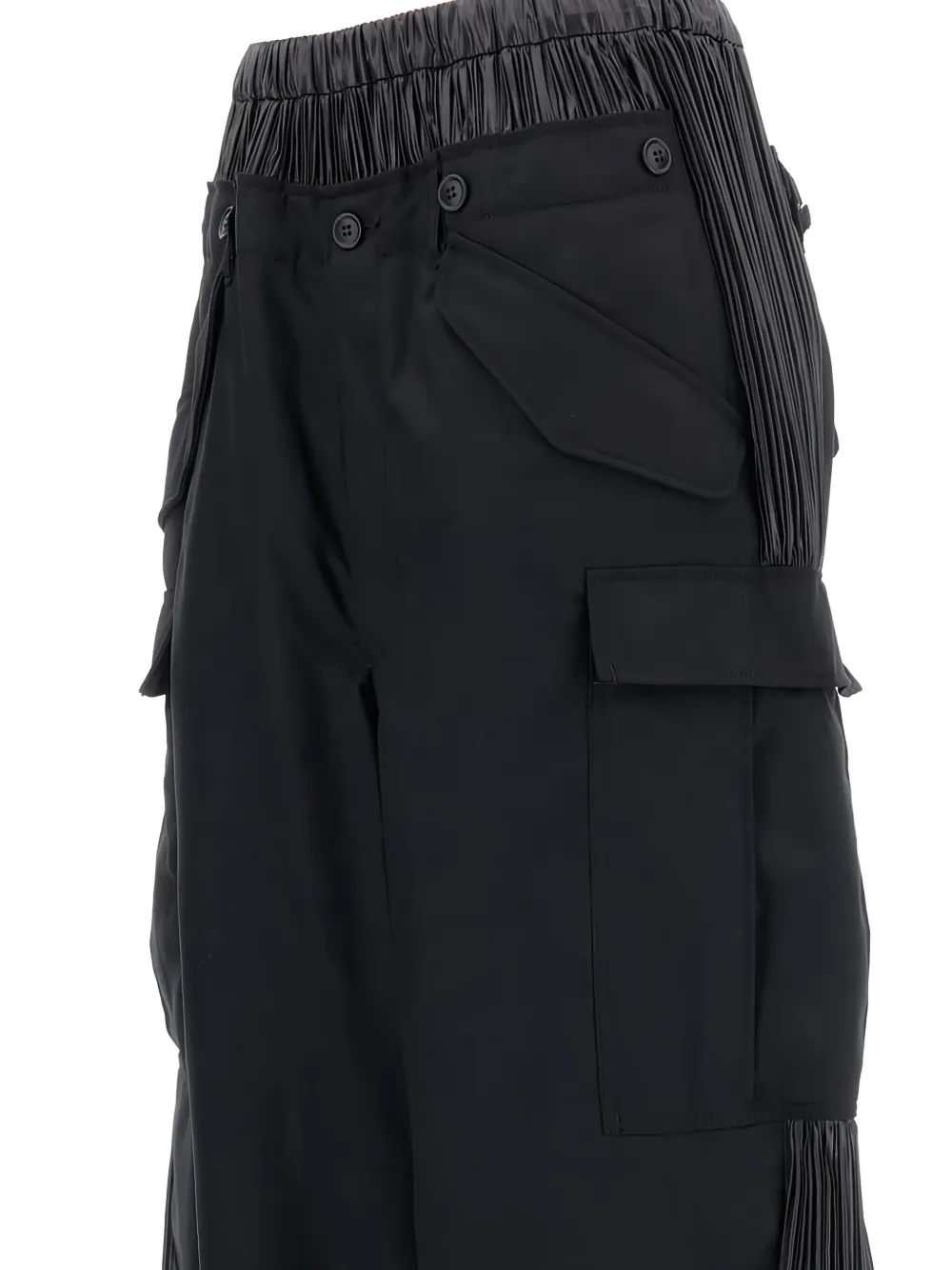 Junya Watanabe Pleated-panel Cargo-pocket Trousers In Black