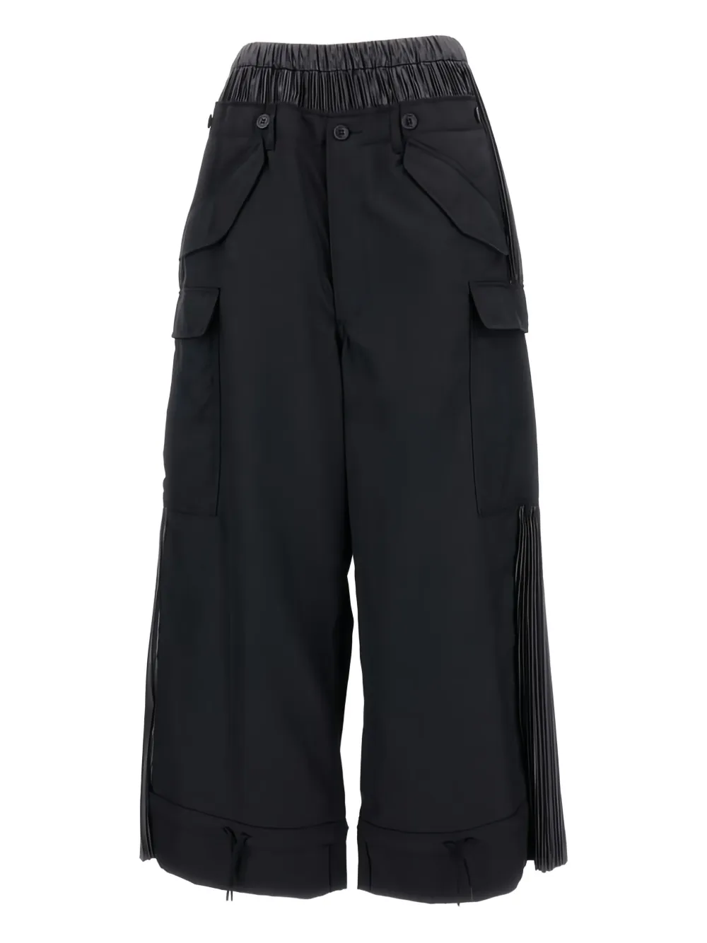 Junya Watanabe Pleated-panel Cargo-pocket Trousers In Black