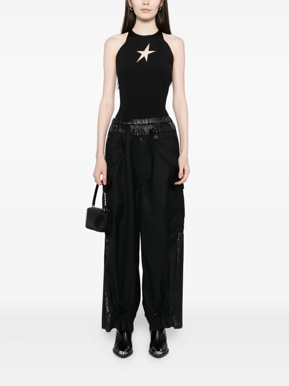 Junya Watanabe Broek met geplooid vlak en cargo zak Zwart