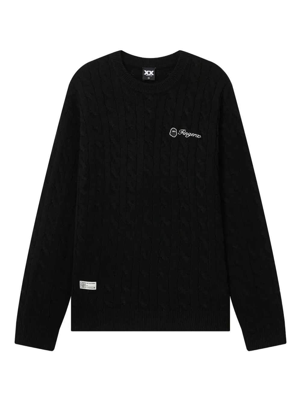 FINGERCROXX cable-knit embroidered sweater | Black | Image 1