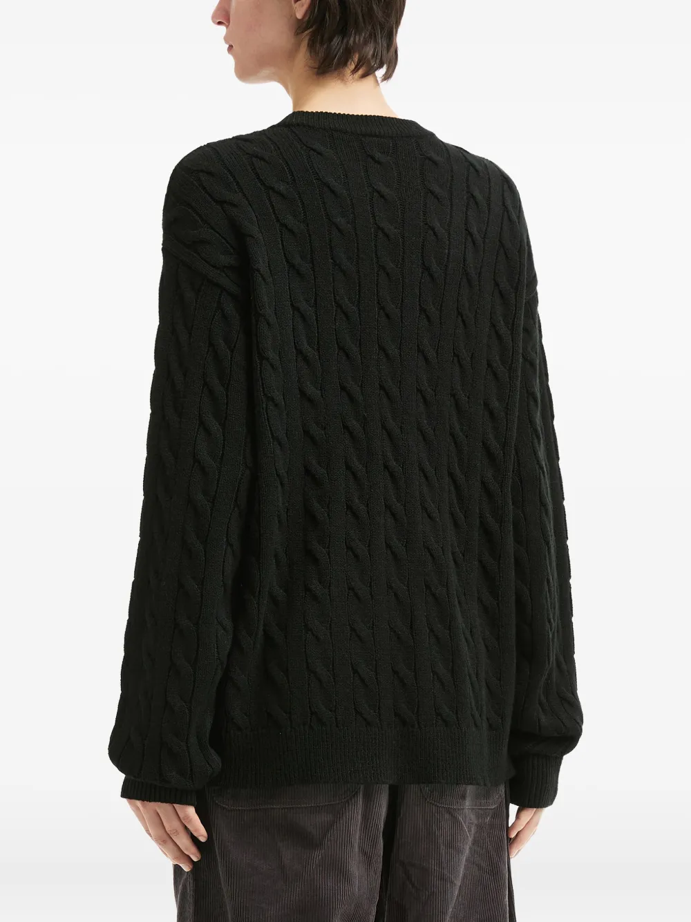 Fingercroxx Cable-knit Embroidered Sweater In Black