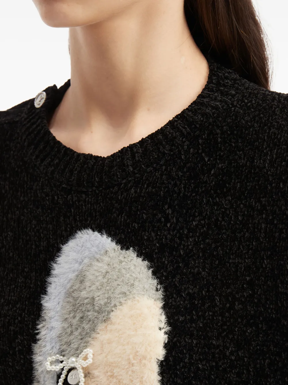 Musium Div. Appliqué Button Sweater In Gray