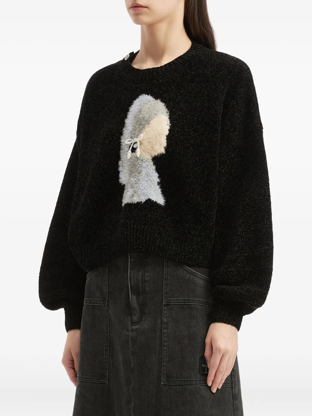 Musium Div. Appliqué Button Sweater In Gray