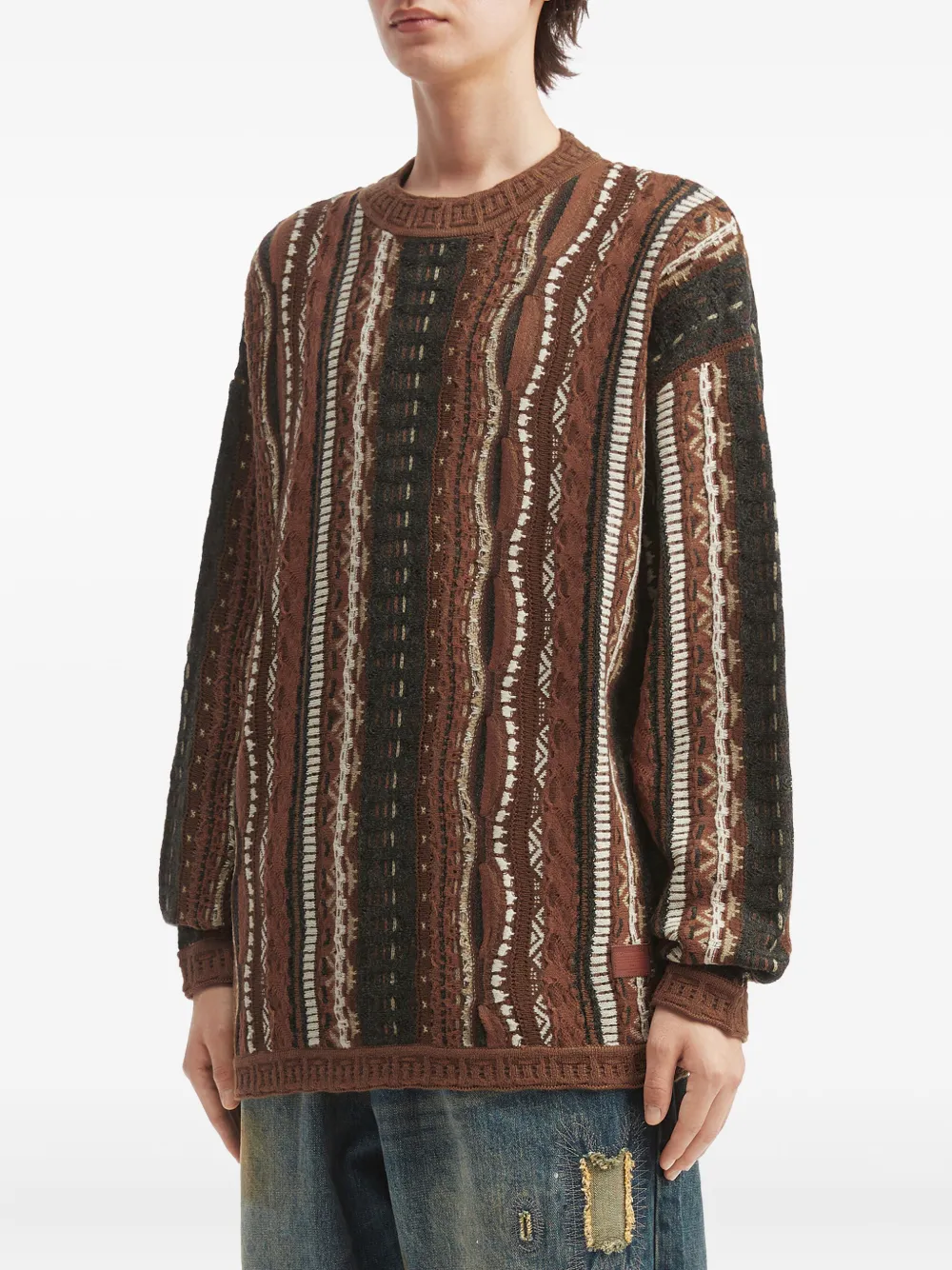 Aftermaths Striped Pattern Sweater In Multi