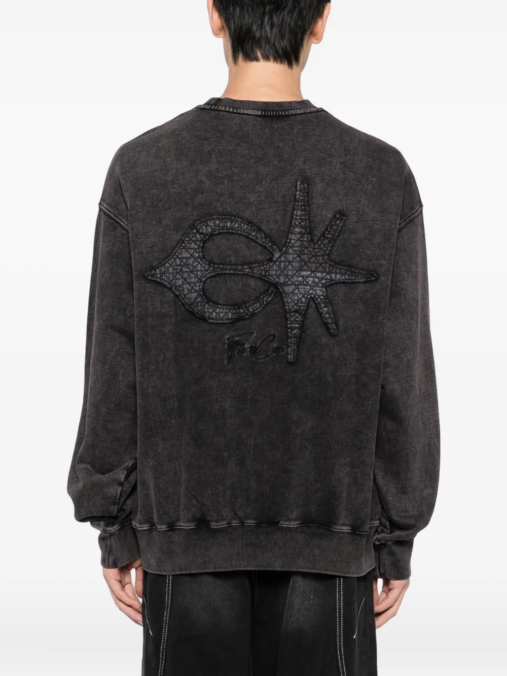 FIVE CM Sweater met logo en wassing Zwart