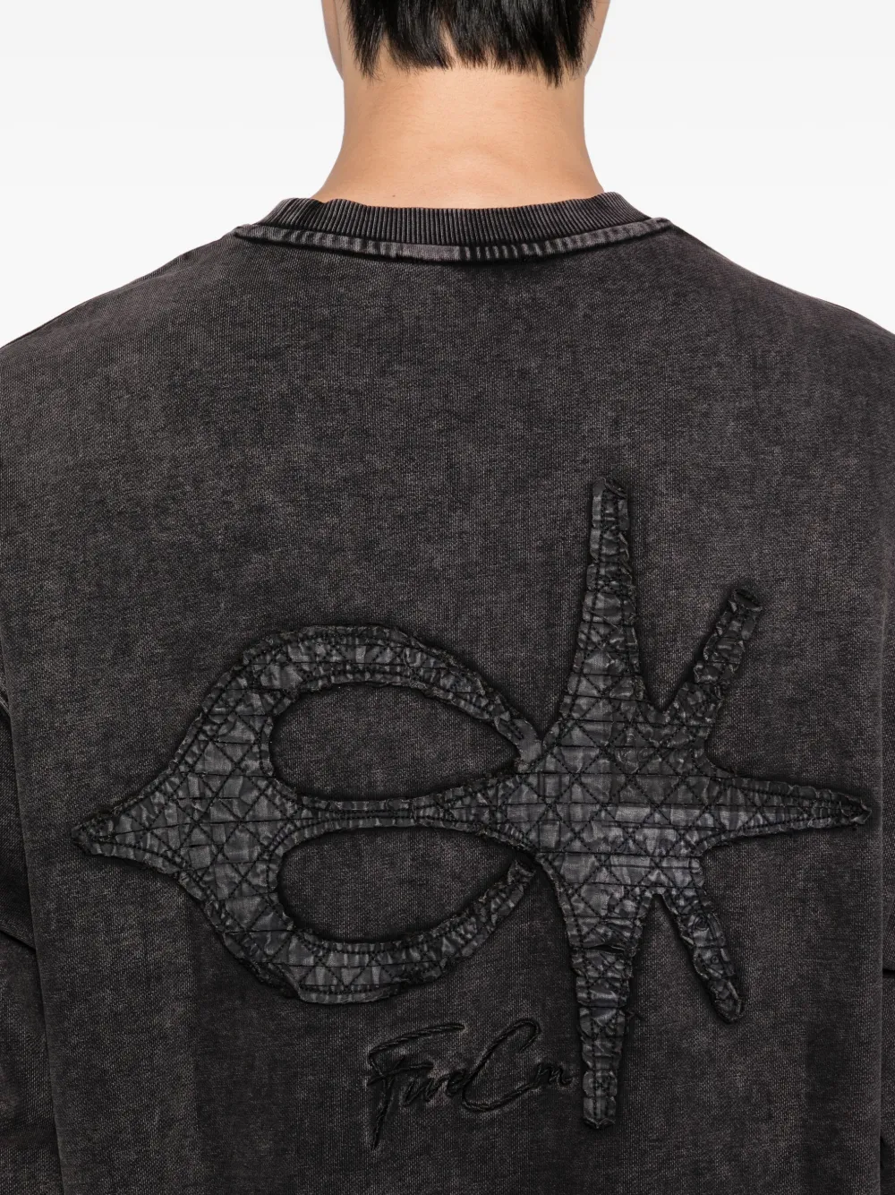 FIVE CM Sweater met logo en wassing Zwart