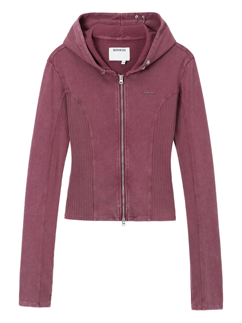 Musium Div. Hooded Ribbed Top In Pink