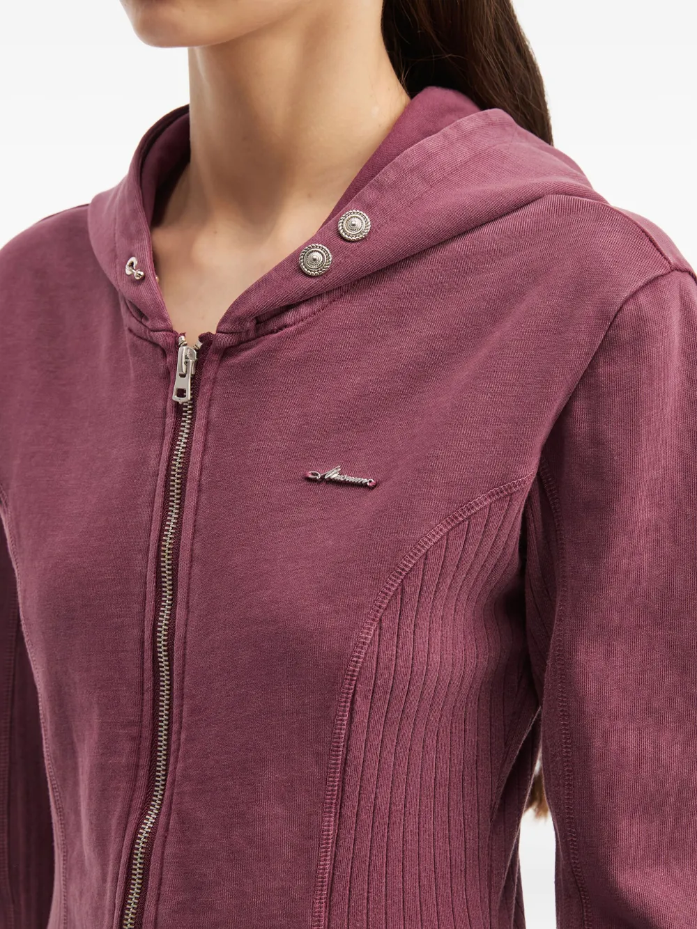 Musium Div. Hooded Ribbed Top In Pink