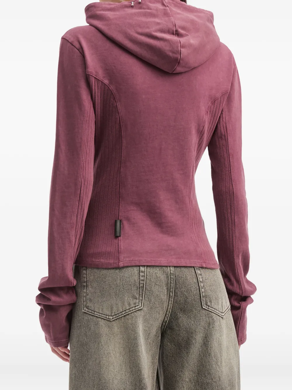 Musium Div. Hooded Ribbed Top In Pink