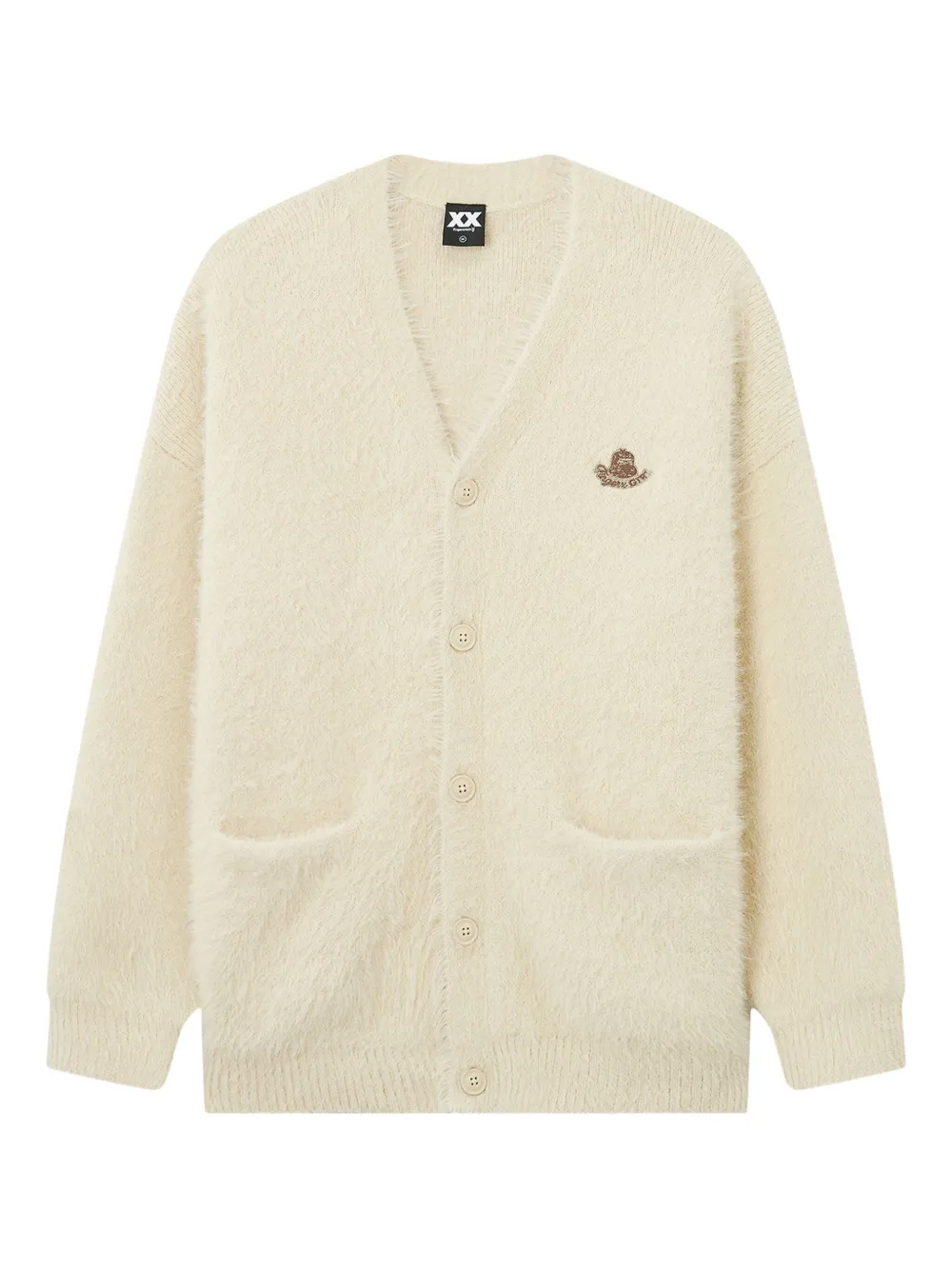 Fingercroxx Embroidered Cardigan In Neutral