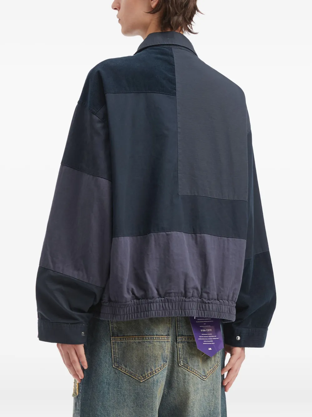 Aftermaths Patchwork Zip Jacket In Blue