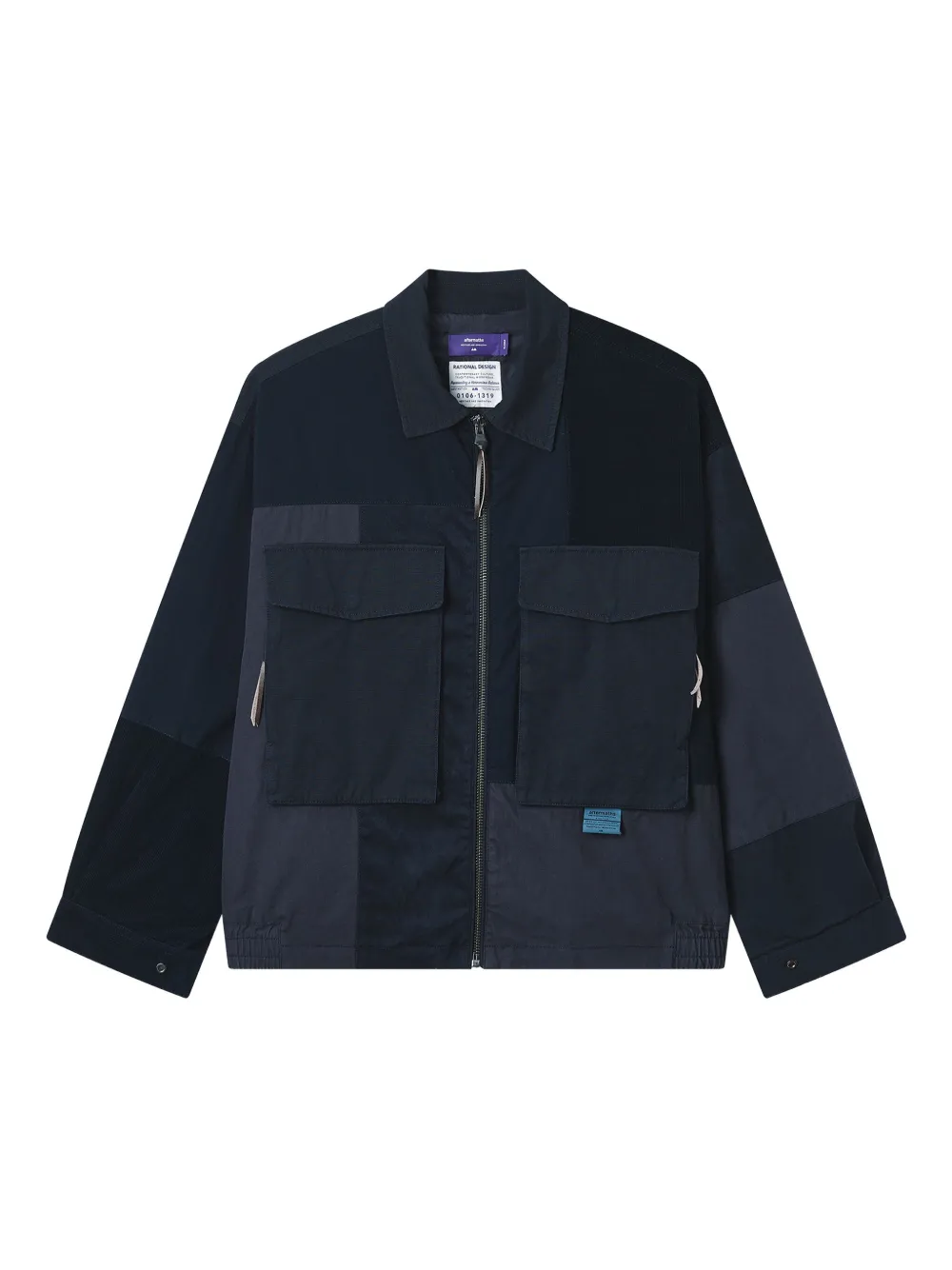 Aftermaths Patchwork Zip Jacket In Blue