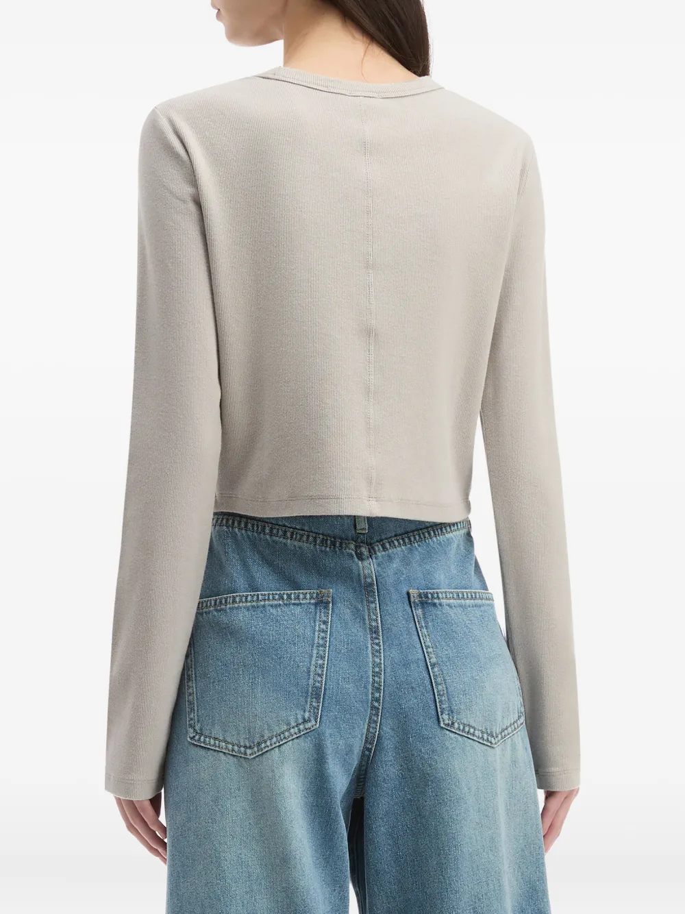 B+ab Long-sleeve Appliqué T-shirt In Gray