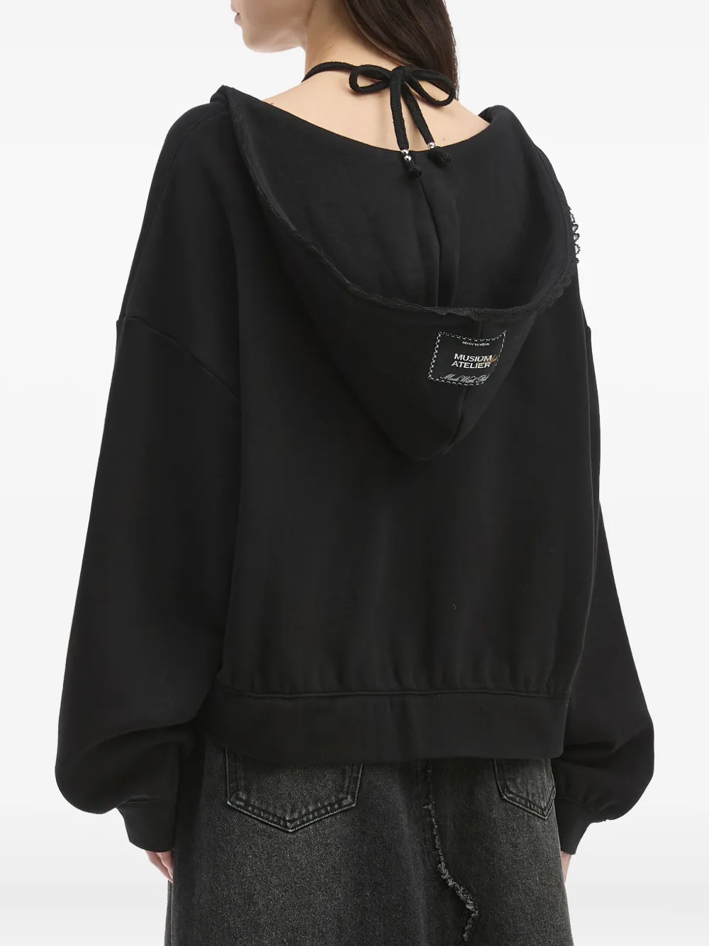 Musium Div. Sweater met V-hals en halternek Zwart