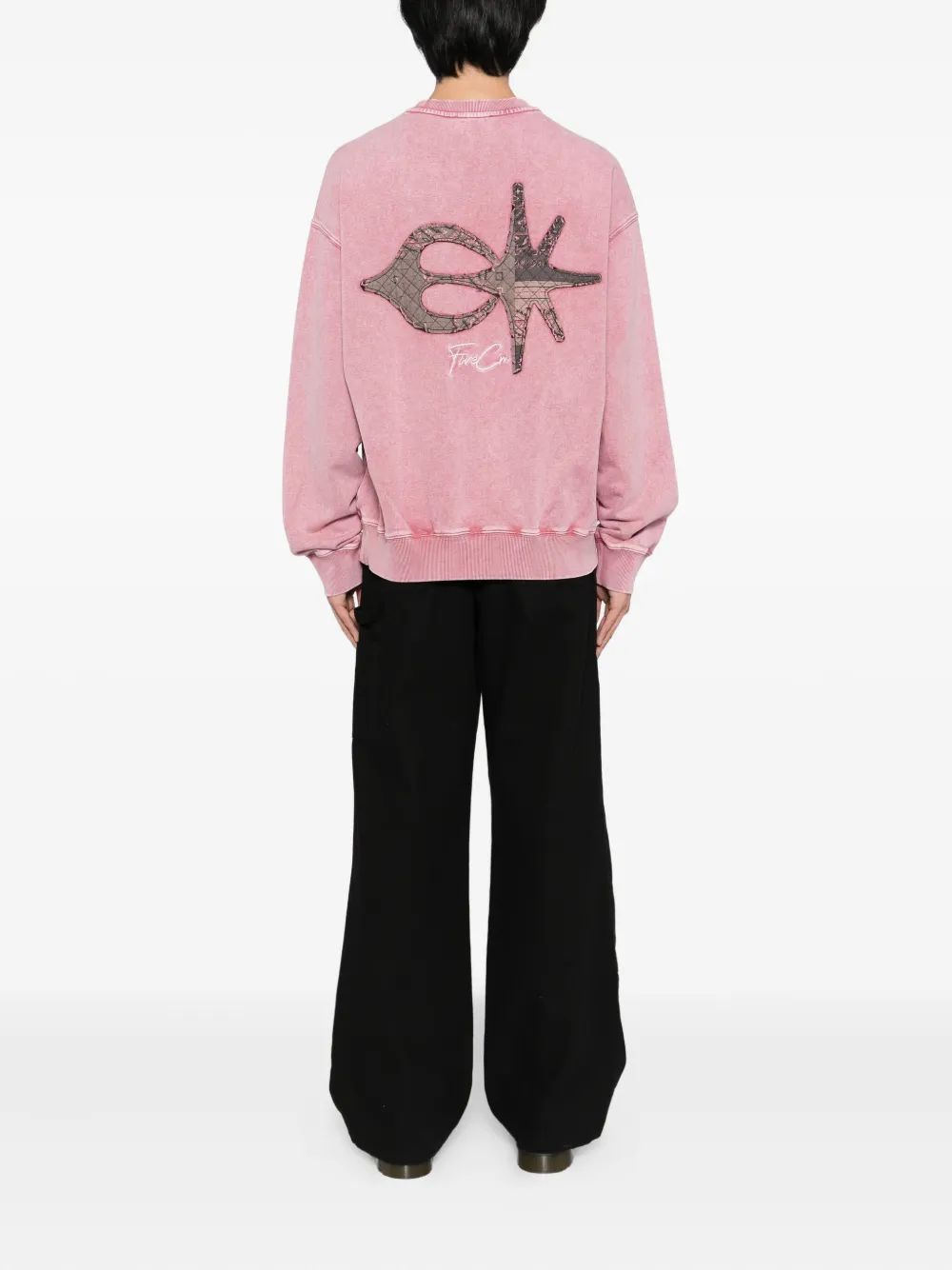 FIVE CM Sweater met logo en wassing - Roze