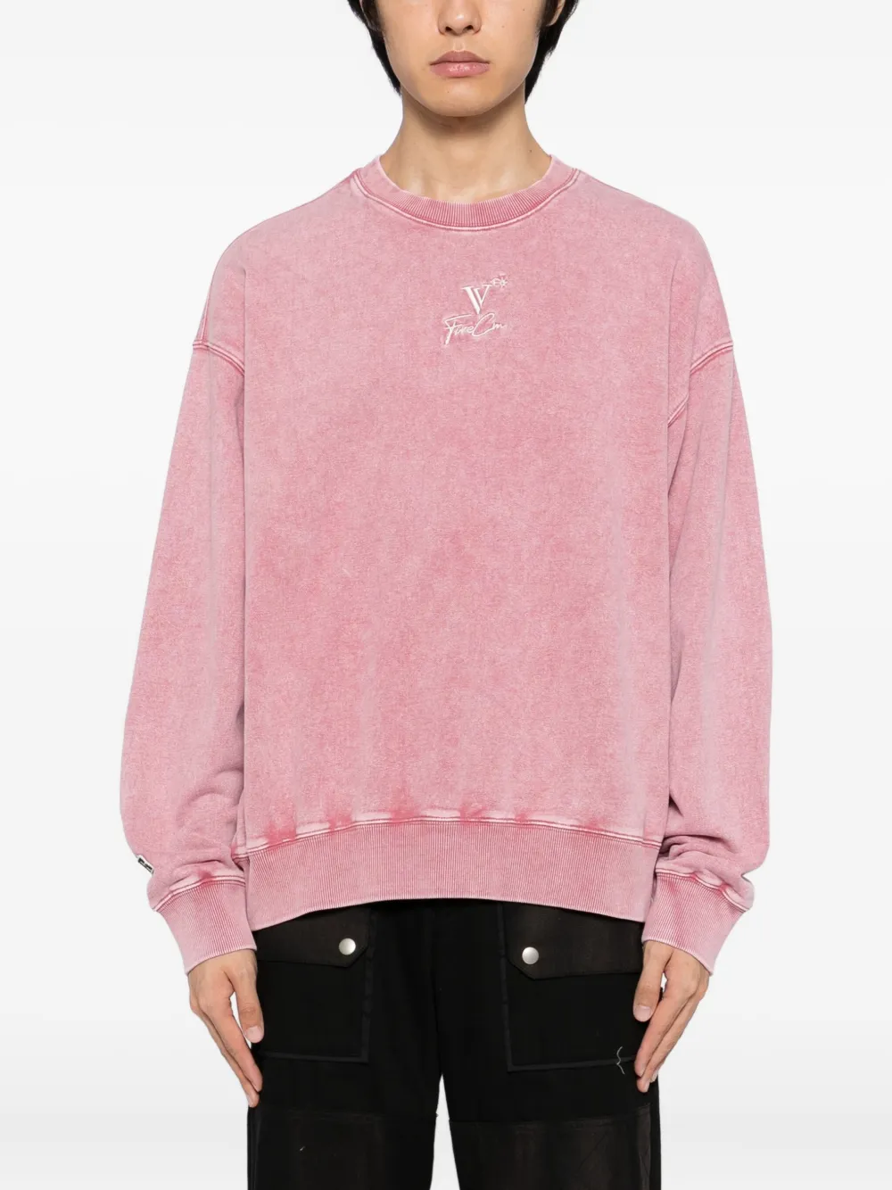 FIVE CM Sweater met logo en wassing Roze