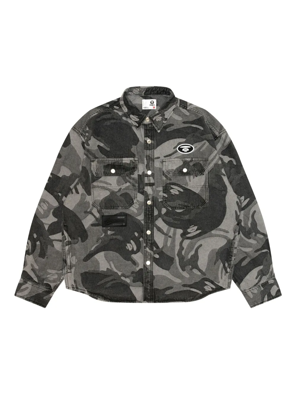 AAPE BY *A BATHING APE® Moonface camouflage patch shirt | Black | Image 1