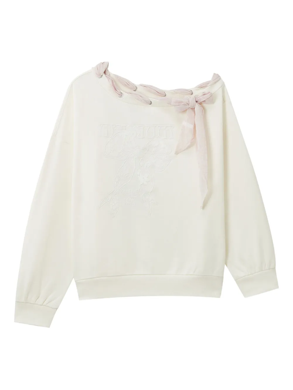 Musium Div. Tie-detail Embroidered Sweatshirt In White