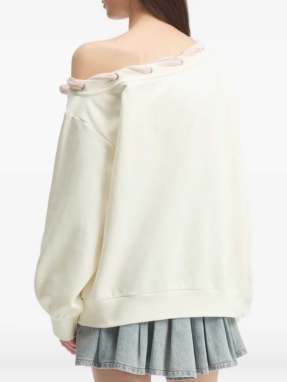 Musium Div. Tie-detail Embroidered Sweatshirt In White