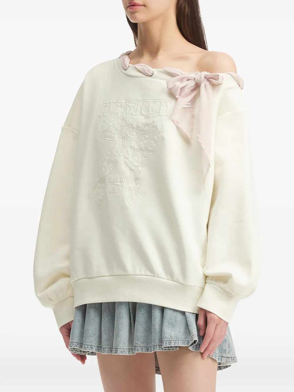 Musium Div. Tie-detail Embroidered Sweatshirt In White