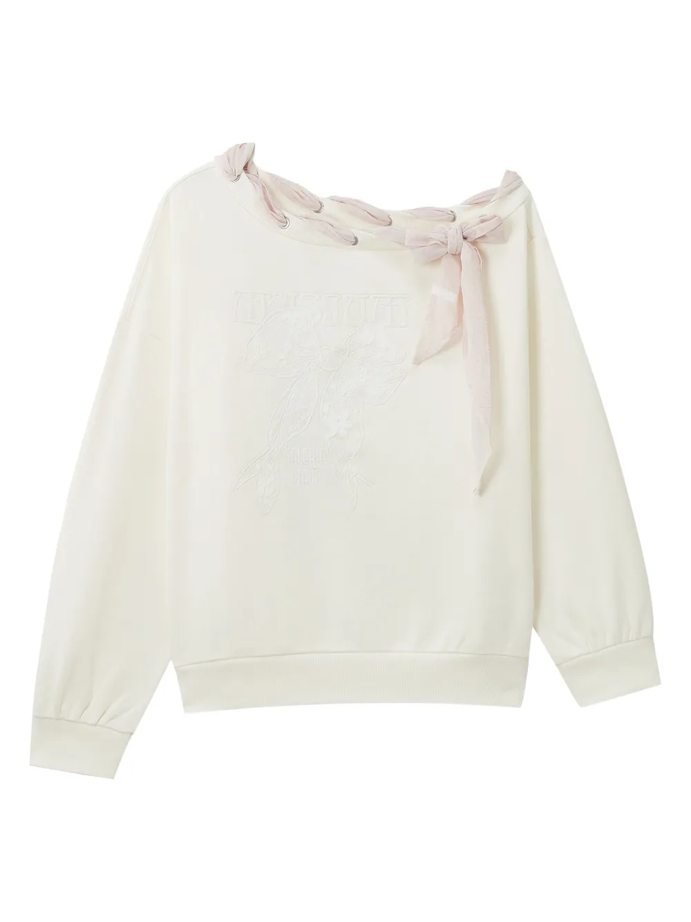 Musium Div. sudadera bordada con detalle de moño | blanco | Image 1