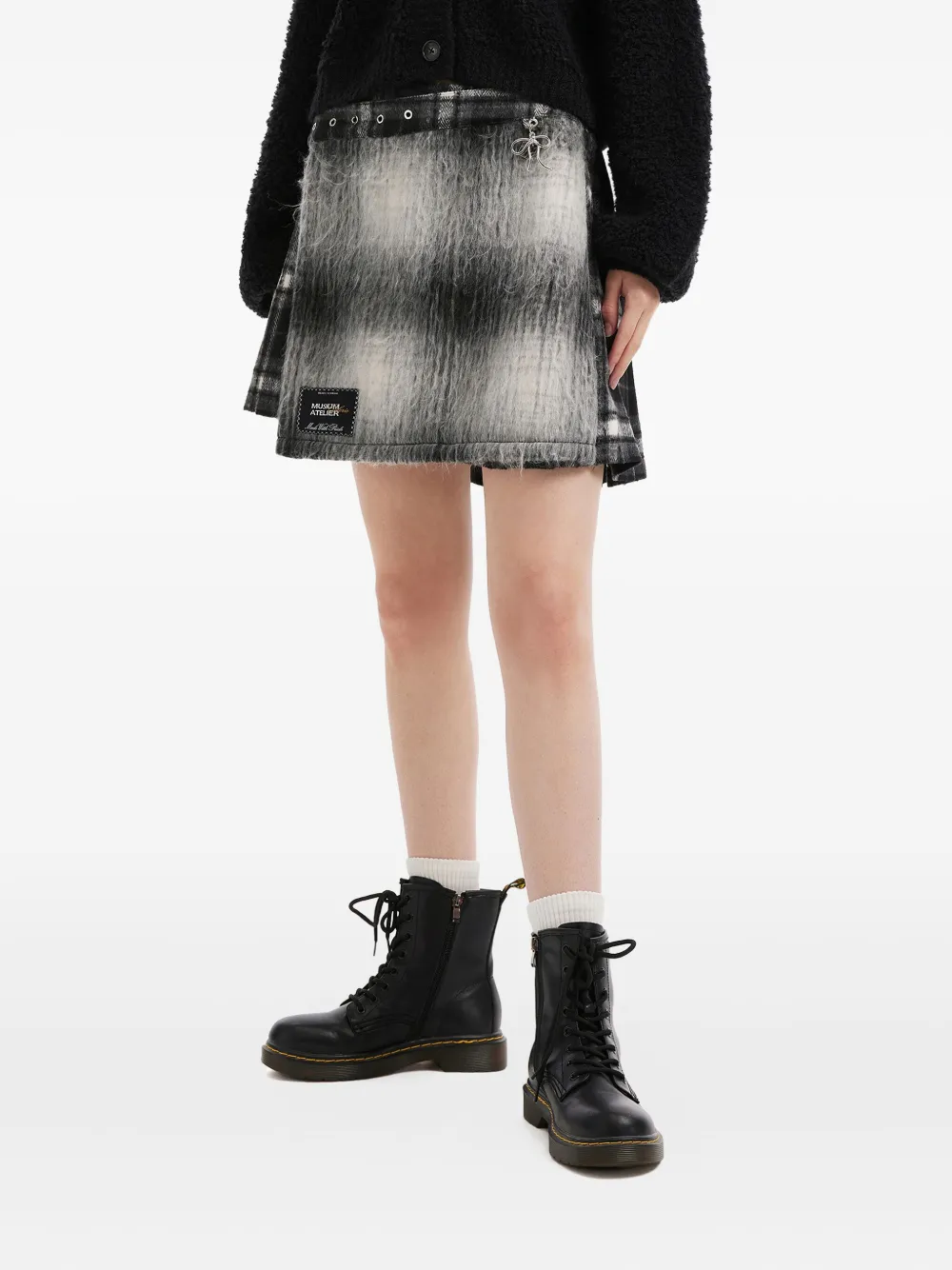 Musium Div. Geruite mini-rok met gespdetail Zwart