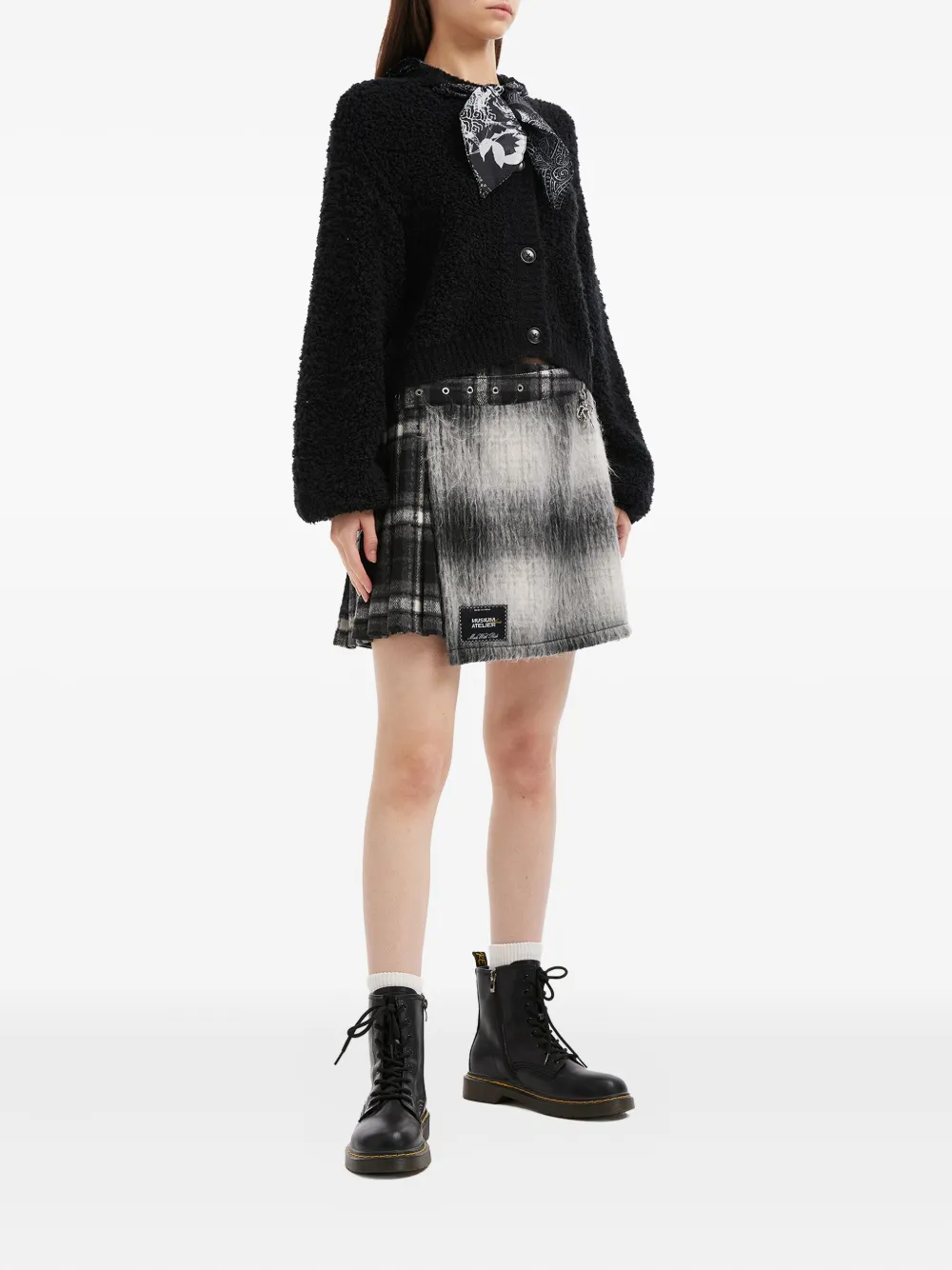 Musium Div. plaid buckle-detail mini skirt - Zwart