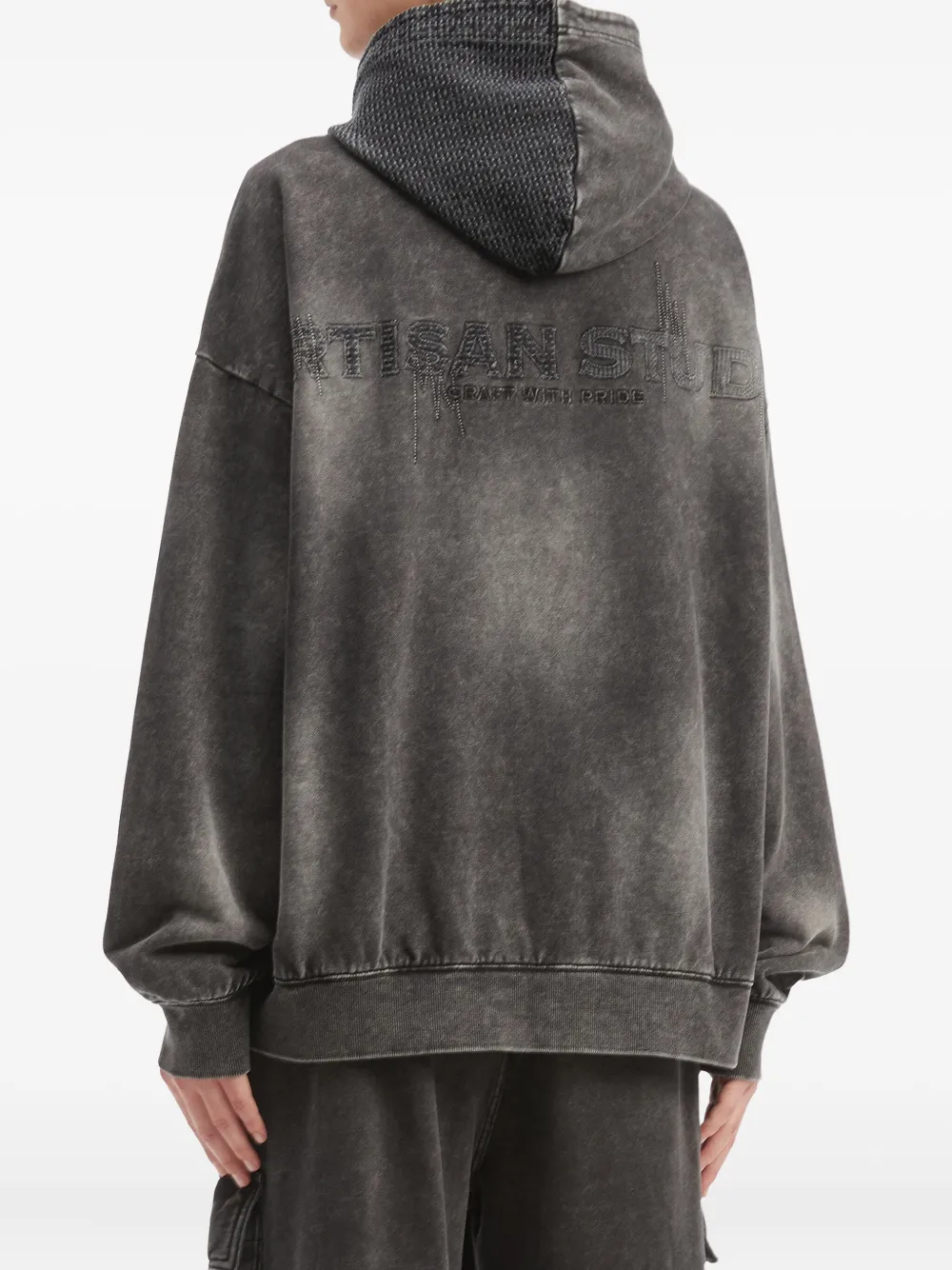 Musium Div. Hoodie met knoop-applicatie Zwart