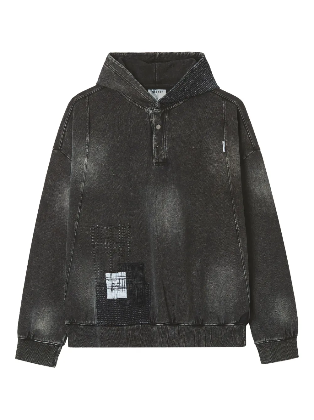 Musium Div. Button appliqué hoodie | Black | Image 1