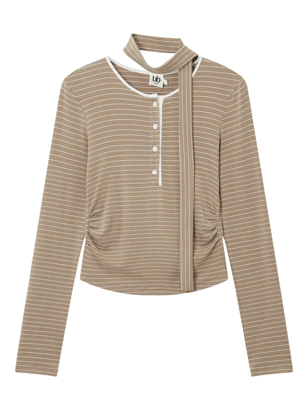 b+ab striped tie-neck top | Brown | Image 1