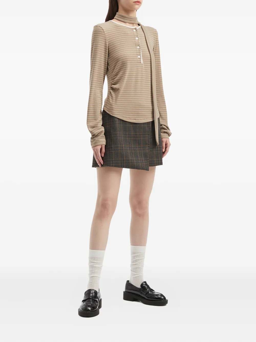 b+ab striped tie-neck top | T-Shirts & Jersey Shirts | Image 2