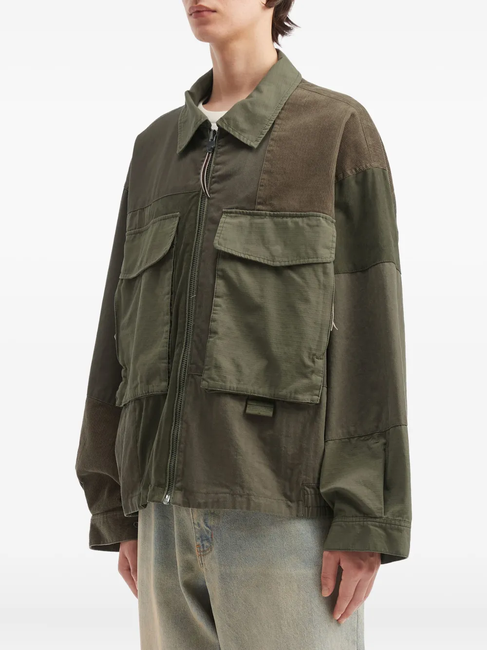 Aftermaths Patchwork Pocket Jacket In Green
