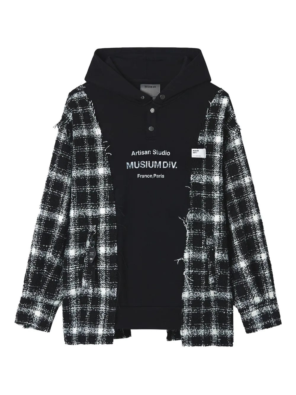 Musium Div. check hooded knitwear | Black | Image 1